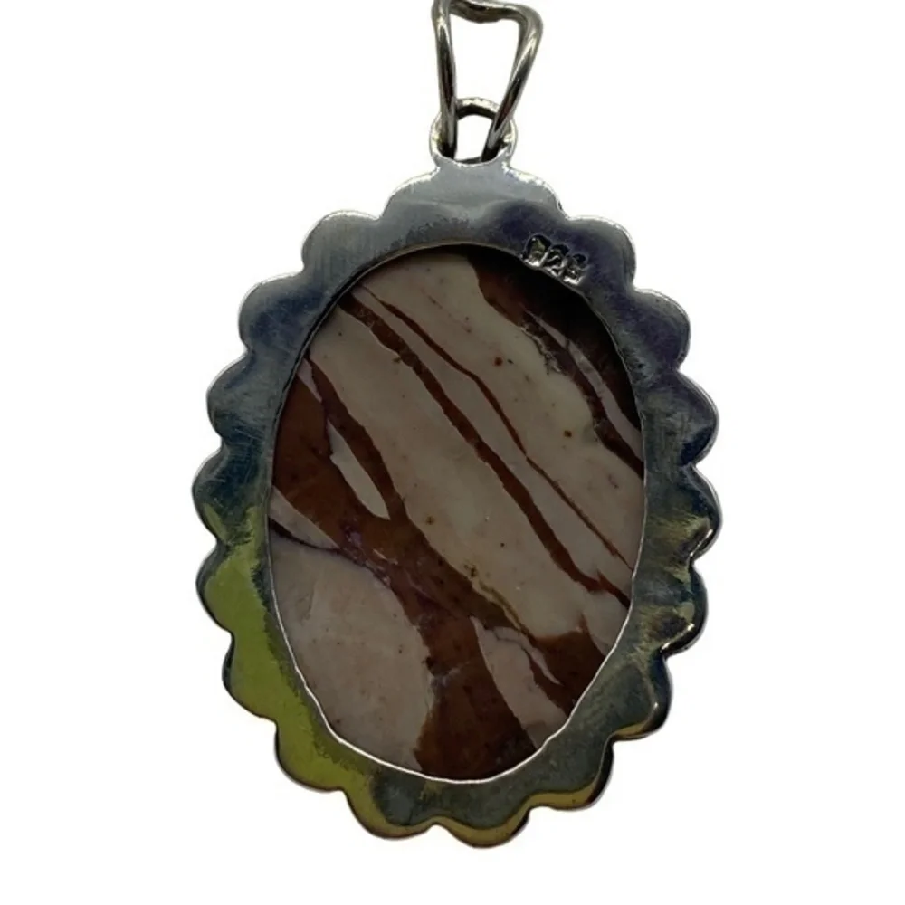 Zebra Jasper Gemstone Sterling Silver 925 Pendant 1.8in